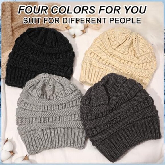 Slouchy Chunky Knit Beanie Winter Hat Pack Cozy Warm Unisex Minimal Chic main image 4